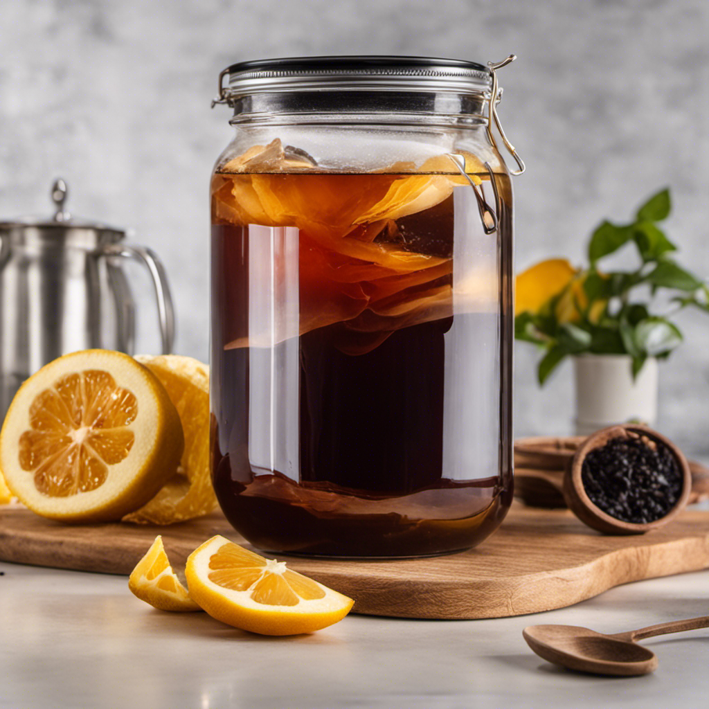An image showcasing the step-by-step process of brewing Kombucha with black tea