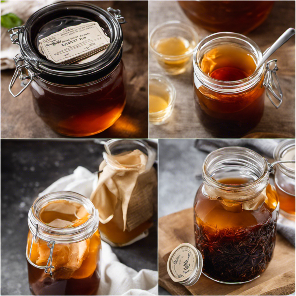 An image showcasing the process of making starter tea for kombucha