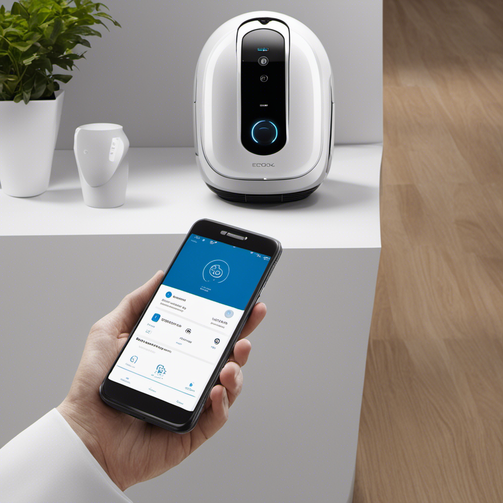 An image showcasing a step-by-step guide to registering on Ecovacs Deebot: a person opening the Ecovacs app on their smartphone, scanning the QR code on the Deebot, and successfully connecting the device to their home Wi-Fi network