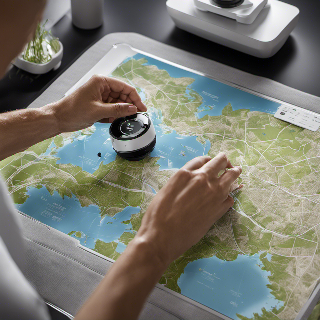 An image showcasing a person gently wiping the sensors of an Ecovacs map with a microfiber cloth, while a soft, natural light highlights the intricate details of the device