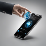 An image showcasing a person holding a smartphone, with their hand connecting an Ecovacs vacuum cleaner to a secure WiFi network