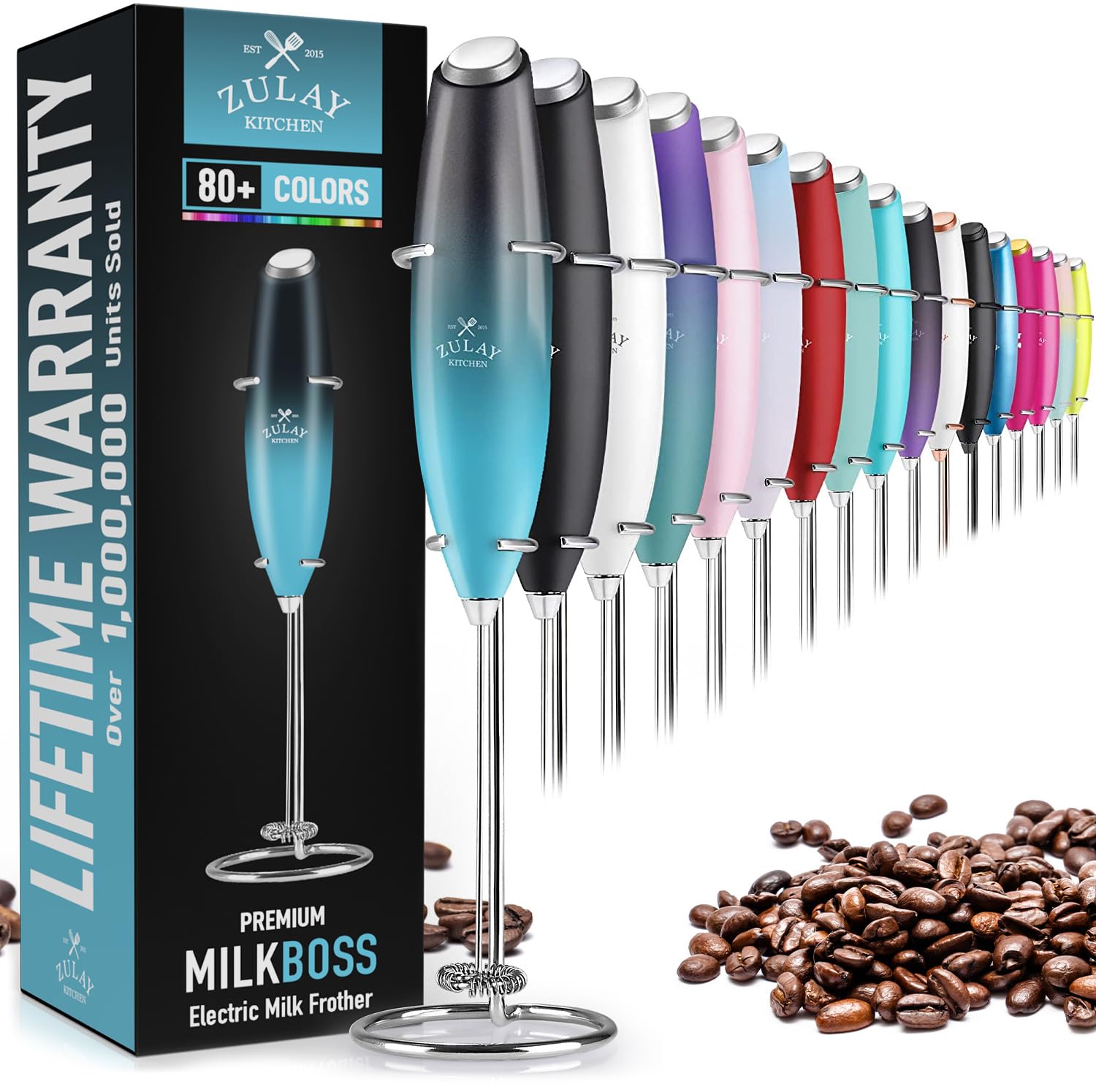 Zulay Powerful Milk Frother Handheld Foam Maker for Lattes