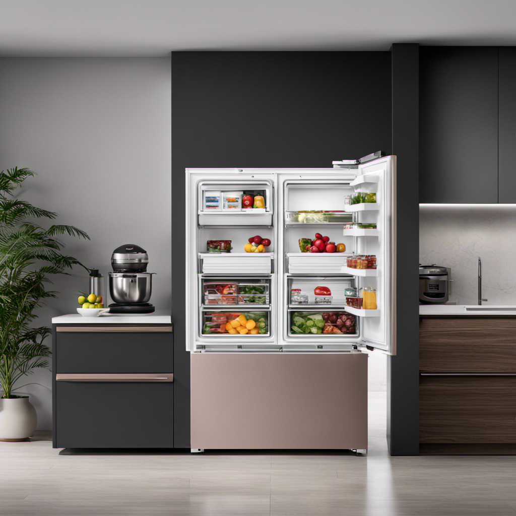 An image showcasing the sleek and modern design of the Kismile Freezer, emphasizing its compact size, efficient cooling system, and stylish aesthetic