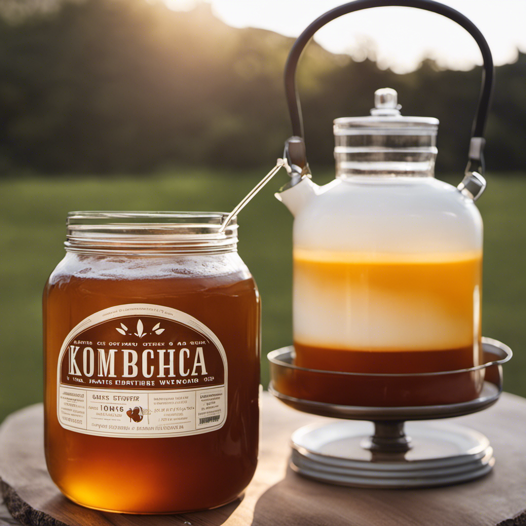 An image showcasing the perfect ratio of kombucha starter to tea in a gallon jug, with a clear demarcation between the two liquids