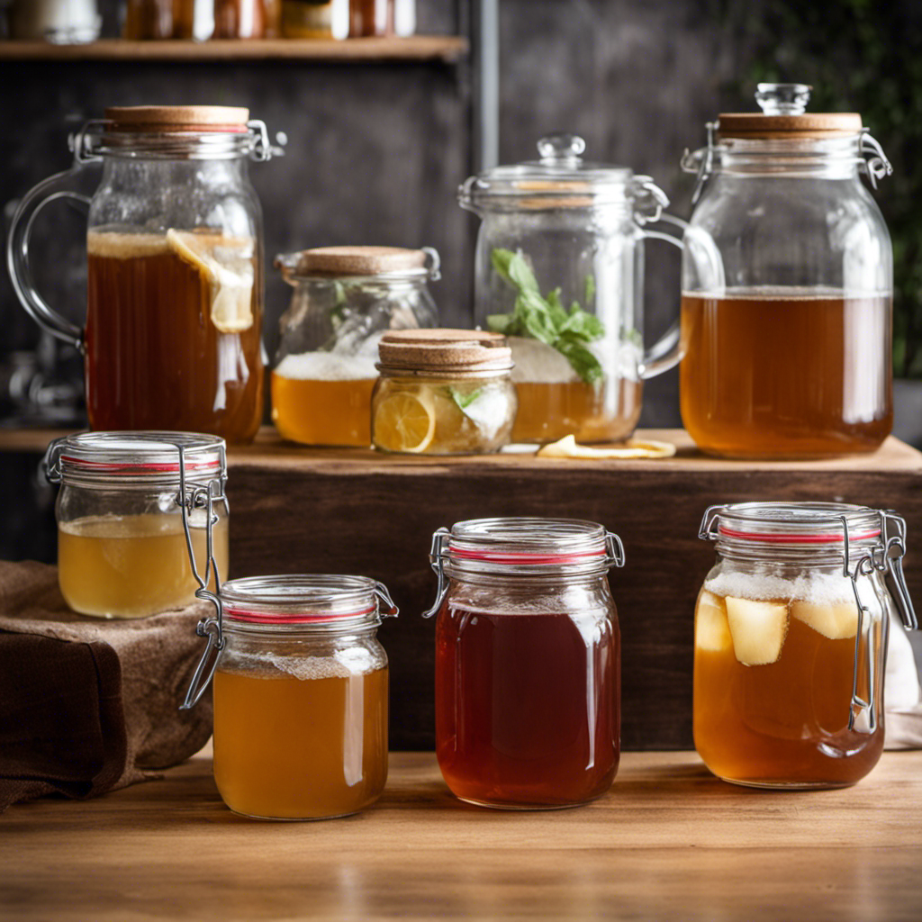 An image showcasing the step-by-step process of brewing Kombucha tea at home