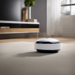 An image showcasing the Laser Distance Sensor Deebot in action, capturing its precise movements as it navigates a room, elegantly avoiding obstacles and effortlessly mapping its surroundings