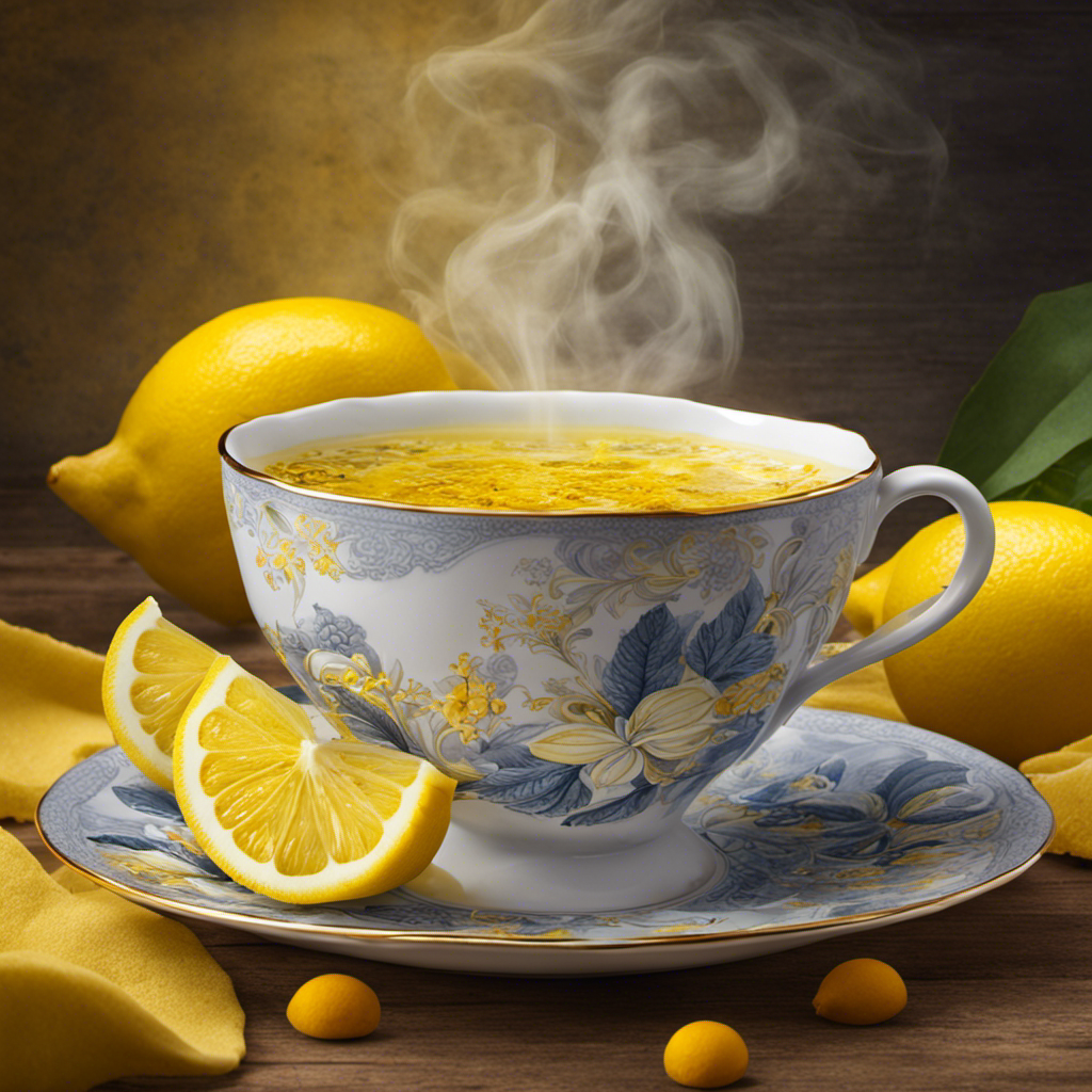 An image capturing the warmth of a steaming cup of Lemon Honey Turmeric Tea