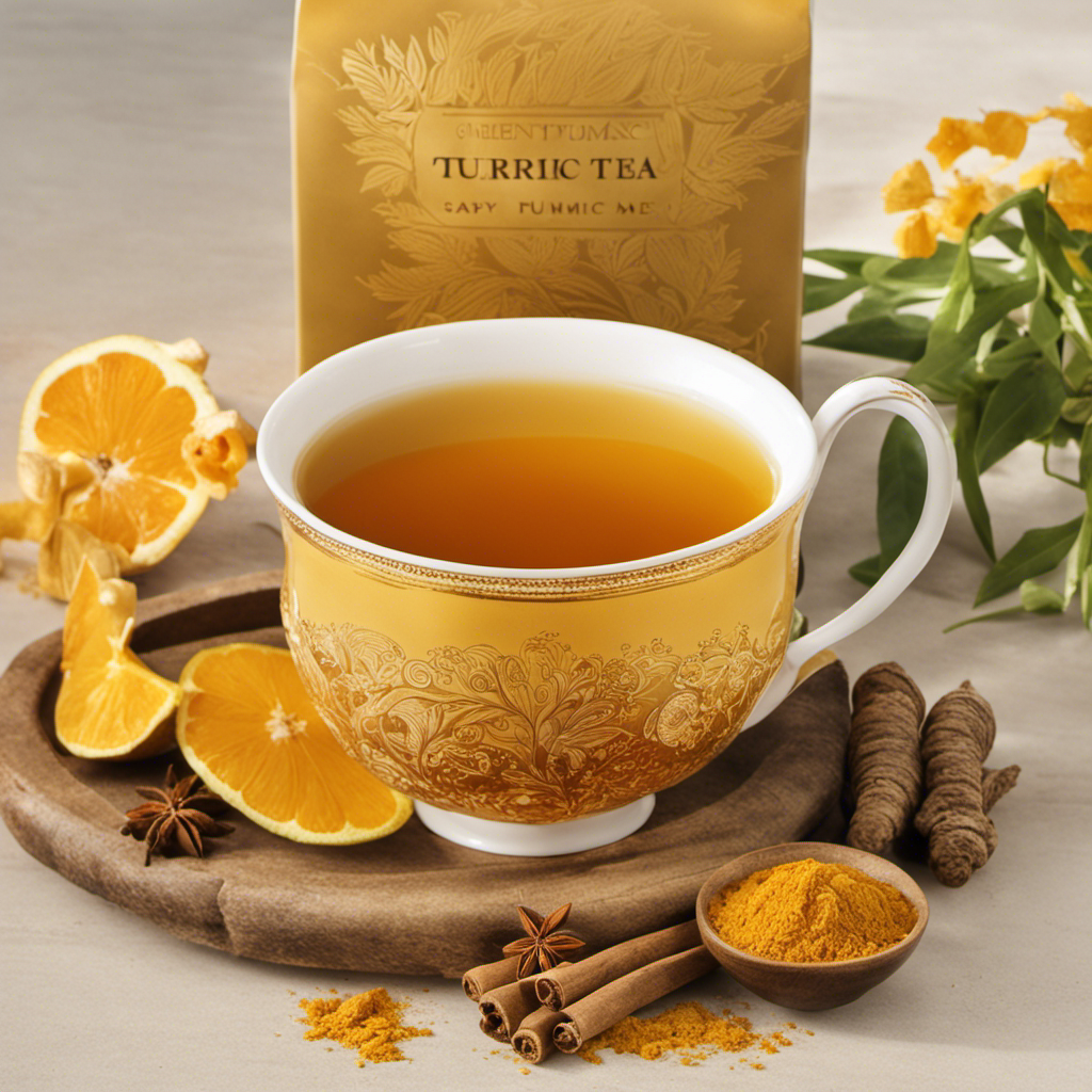 An image of a steaming cup filled with vibrant Mercola Turmeric Tea, showcasing its golden hue and delicate aroma