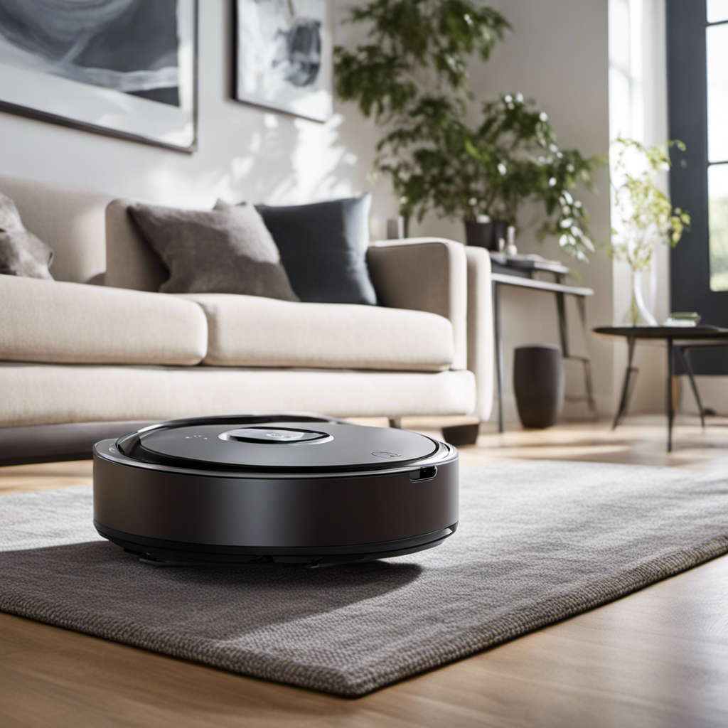 An image showcasing the Neufy L35 Hybrid+ Robot Vacuum in action, seamlessly navigating through various obstacles with its sleek design and advanced sensors, while effortlessly cleaning every corner of a modern living room