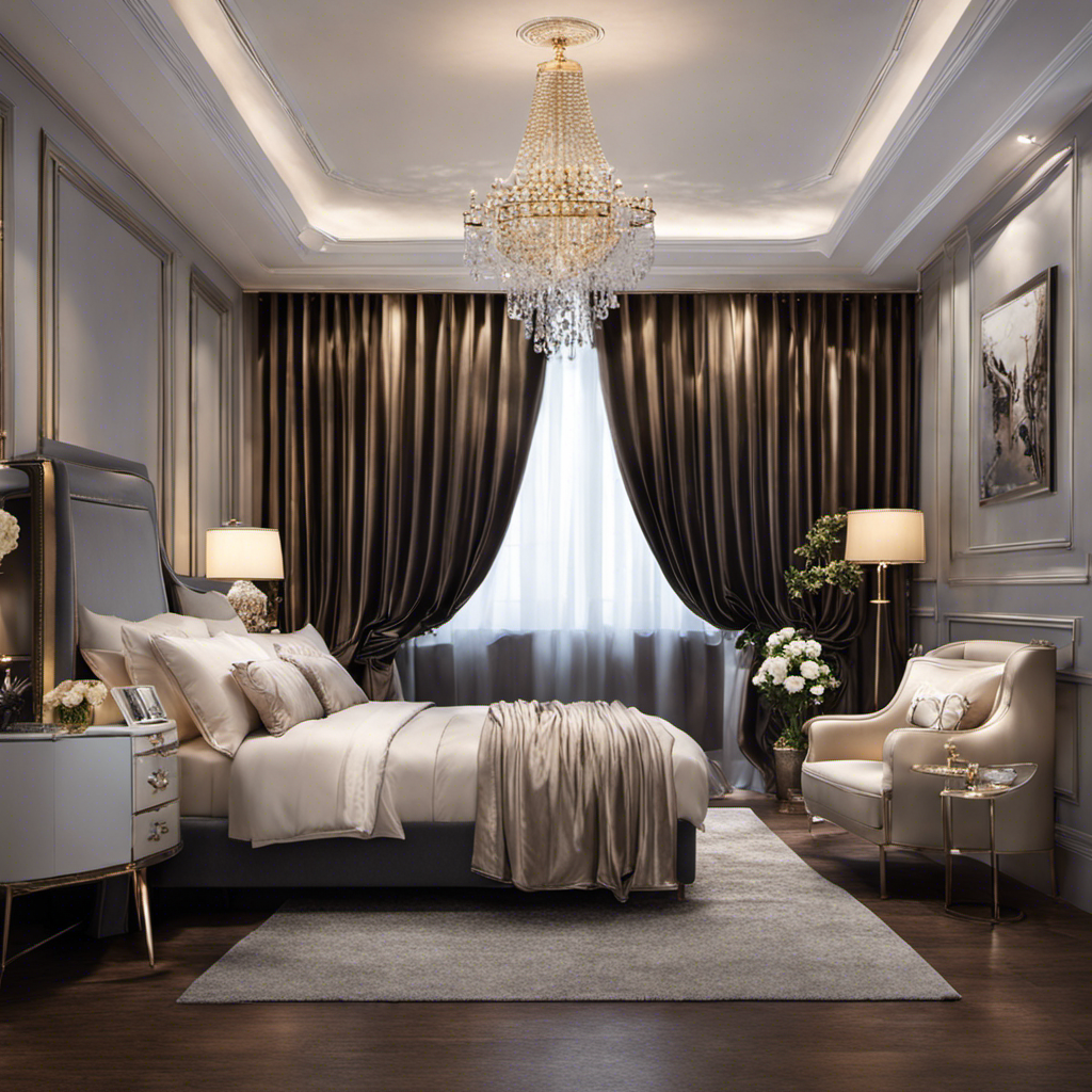 An image showcasing a luxurious bedroom adorned with NICETOWN blackout curtains