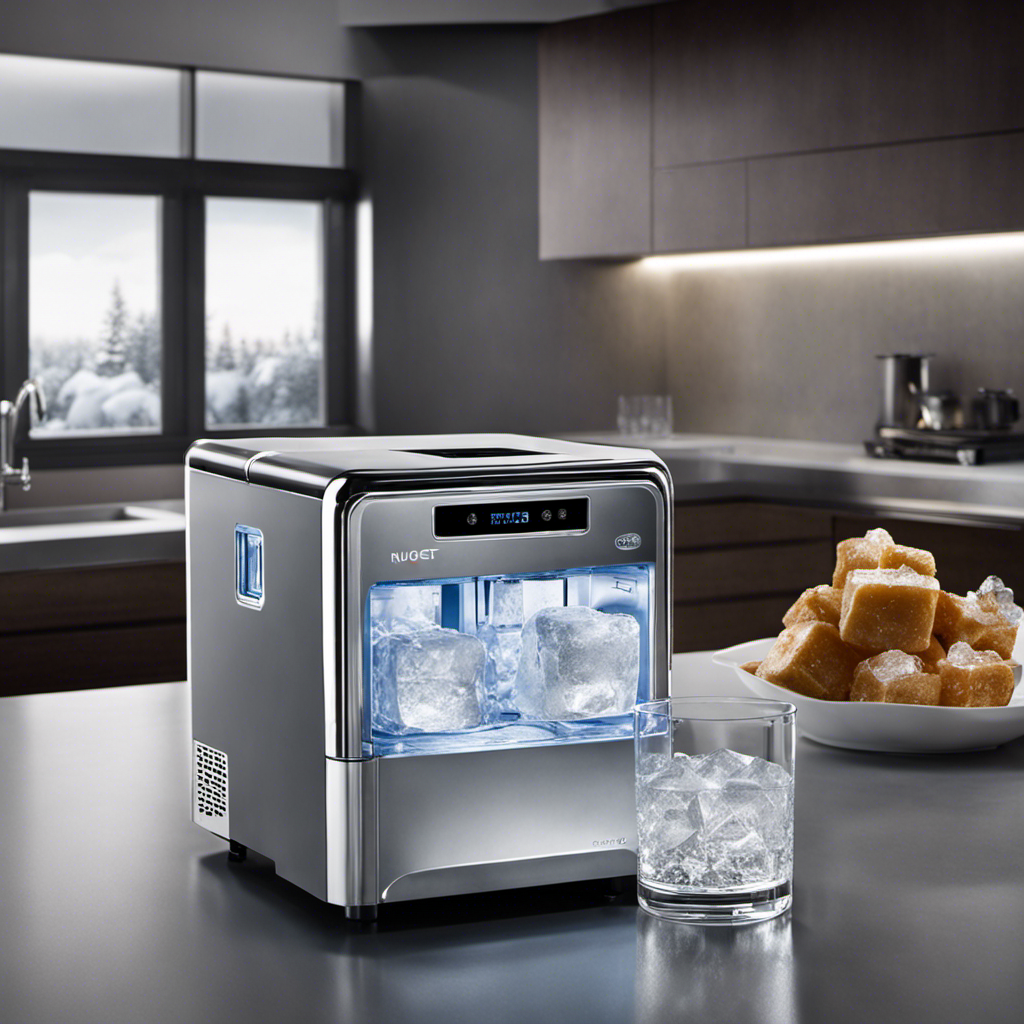 An image capturing the ethereal allure of Nugget Countertop Ice Maker's soft, chewable ice