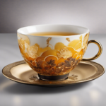  the essence of warmth and comfort in an image of a steaming cup of Oolong tea infused with delicate hints of cinnamon, invigorating ginger, and vibrant turmeric, swirling together in a mesmerizing dance of flavors