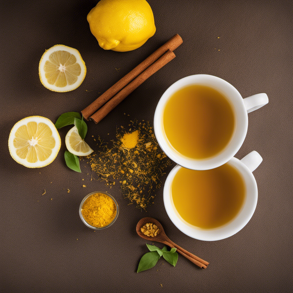 An image showcasing a vibrant, steaming cup of organic turmeric detox tea