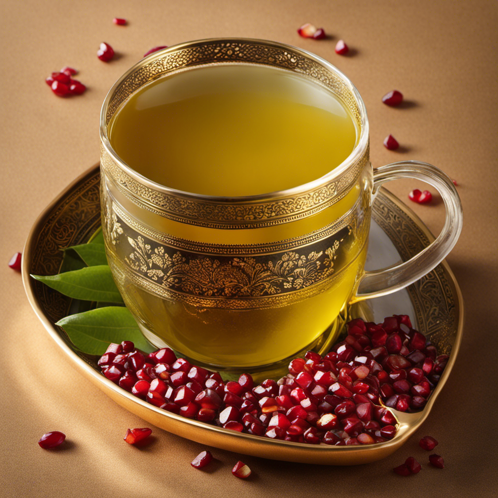 An image showcasing a vibrant, refreshing glass of Pomegranate Green Tea Turmeric