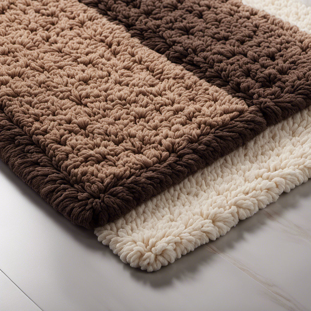 An image showcasing the plush 2 Piece Bathroom Rugs Bath Mat Set: a luxurious, absorbent mat with a dense cotton pile, accentuated by a stylish pattern of interlocking loops, available in various colors