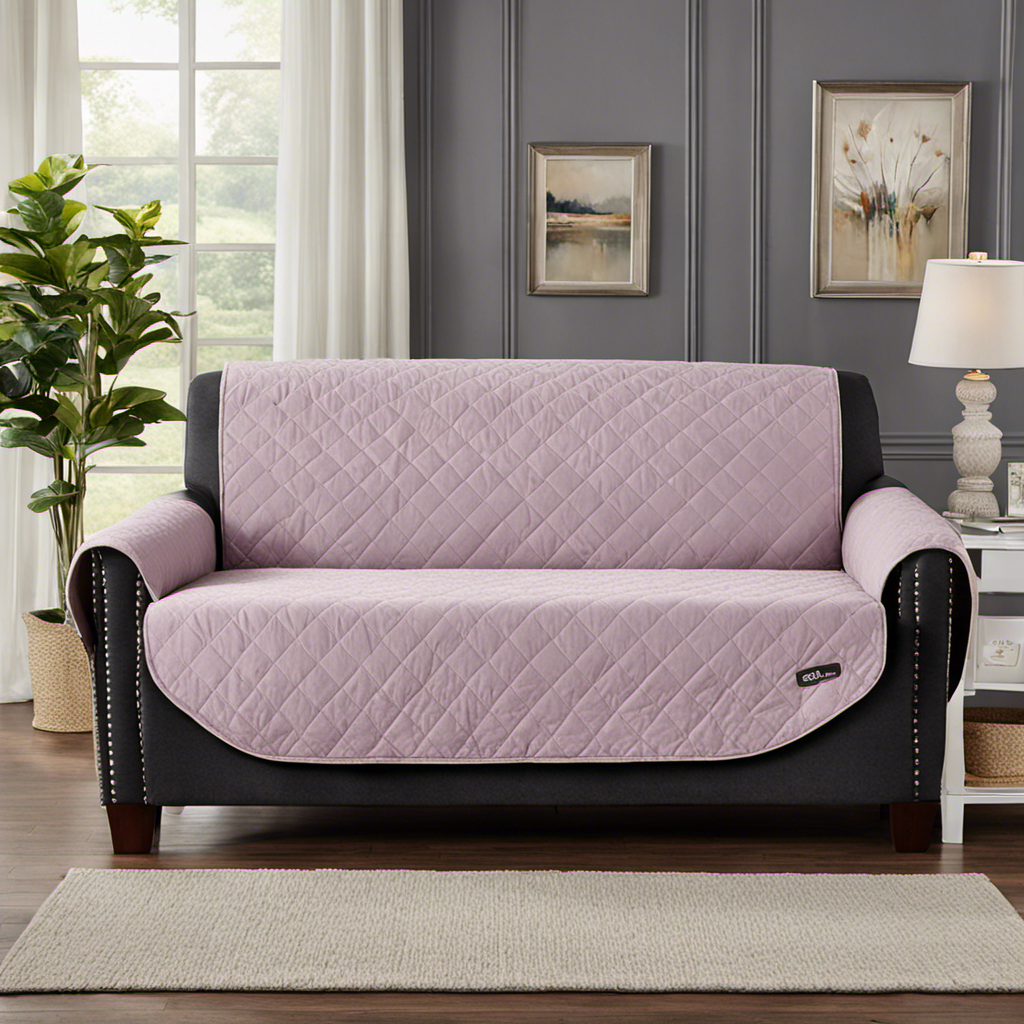 An image that showcases the PureFit Reversible Quilted Sofa Cover in action, with its soft, plush fabric enveloping a sofa, providing a snug fit and protecting it from spills, stains, and pet hair