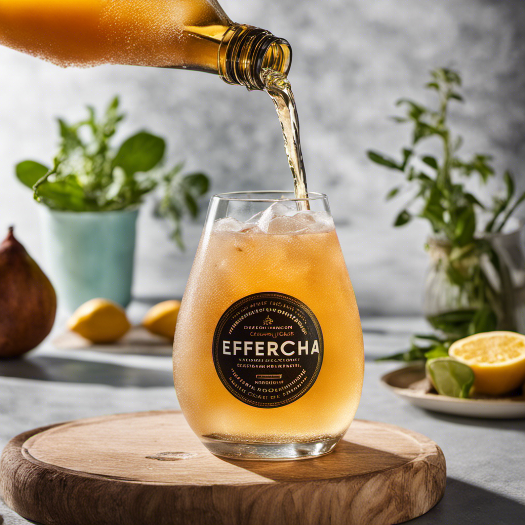 the essence of ultimate hydration with a vibrant image of a chilled glass of Kombucha, condensation glistening on its surface