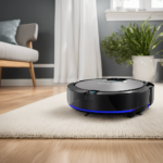 An image showcasing the SereneLife Robot Vacuum Cleaner in action, capturing its sleek design and advanced features