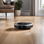 An image showcasing a sleek, state-of-the-art Shark AI Robot VACMOP effortlessly gliding across a sparkling floor, effortlessly removing dust, dirt, and debris, leaving a pristine and spotless surface behind