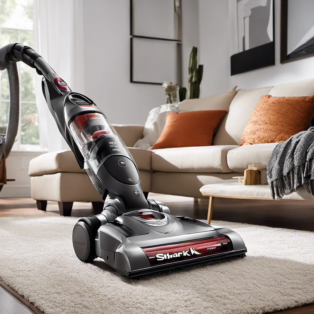 An image showcasing the Shark NV501 Vacuum in action, effortlessly gliding across a plush carpet, capturing every speck of dust