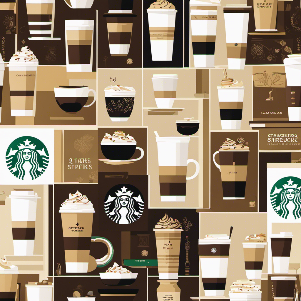 An image showcasing Starbucks' 10 distinctive cup sizes, each elegantly displaying the cultural origins that inspired them