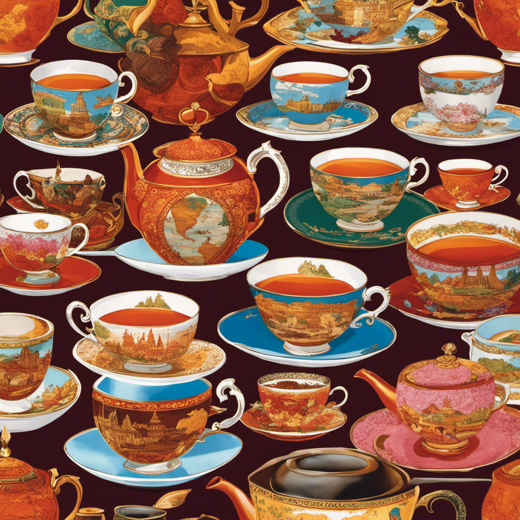 An image depicting a world map, with vibrant illustrations of ten teacups representing the top countries consuming rooibos tea