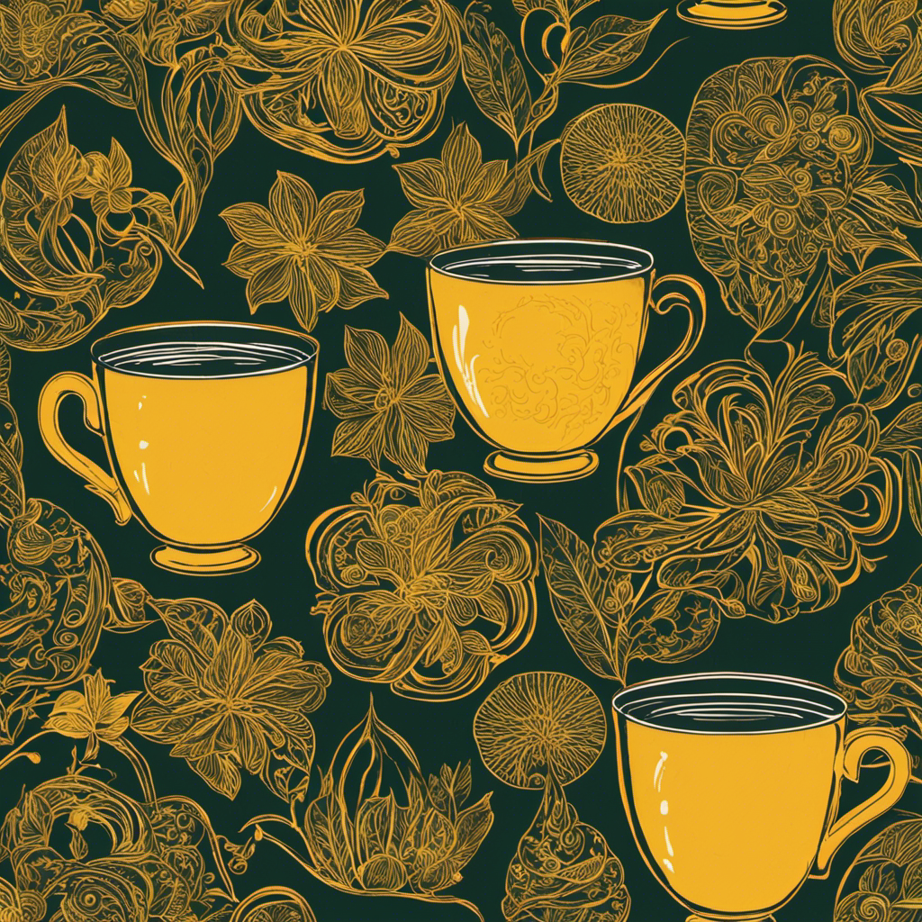 An image showcasing a vibrant cup of spearmint tea infused with golden swirls of turmeric