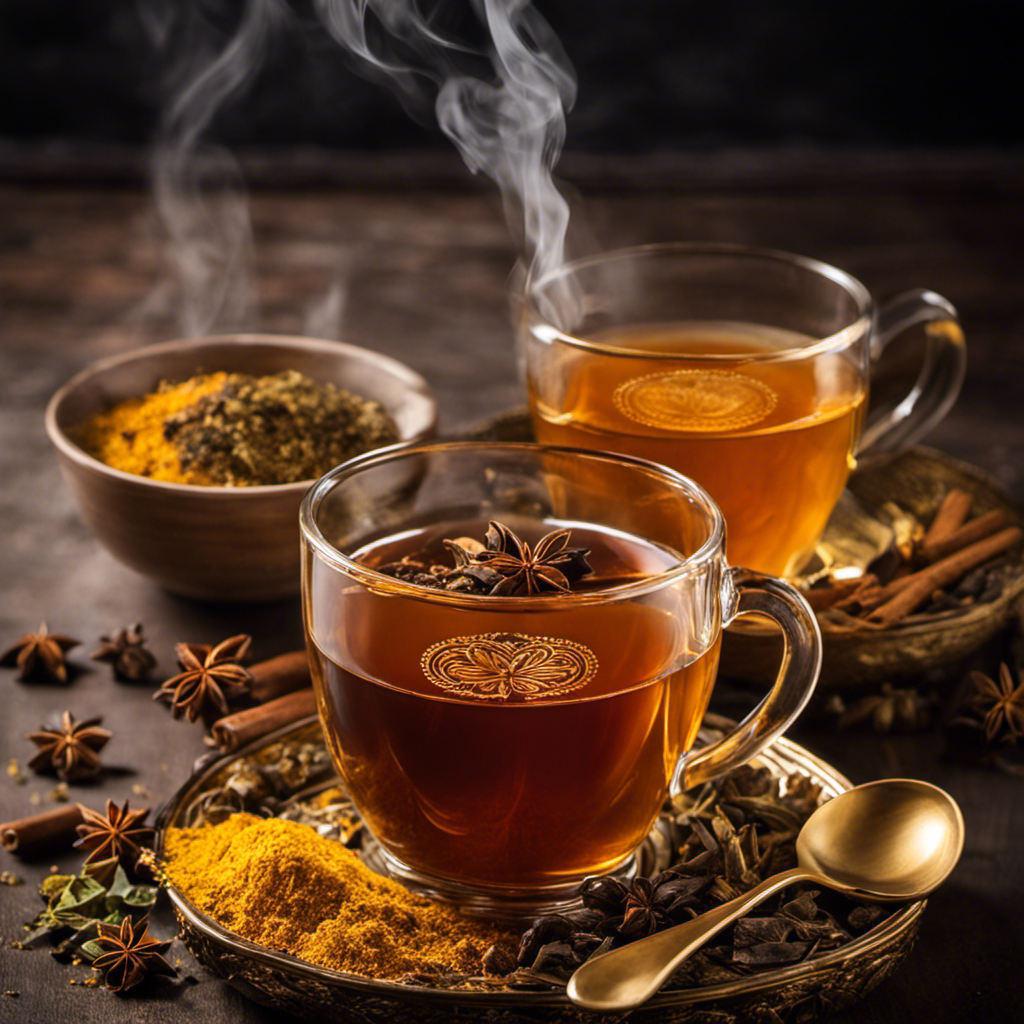 An image that captures the essence of Stash Tea's Organic Gold Cup Chai Herbal Tea