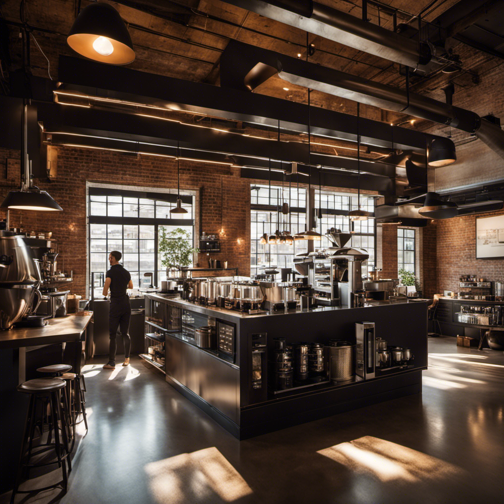An image capturing the essence of the specialty coffee revolution: a barista in a minimalist, industrial-chic coffee shop, meticulously brewing a pour-over, with sunlight streaming through the floor-to-ceiling windows, illuminating the aroma-filled space