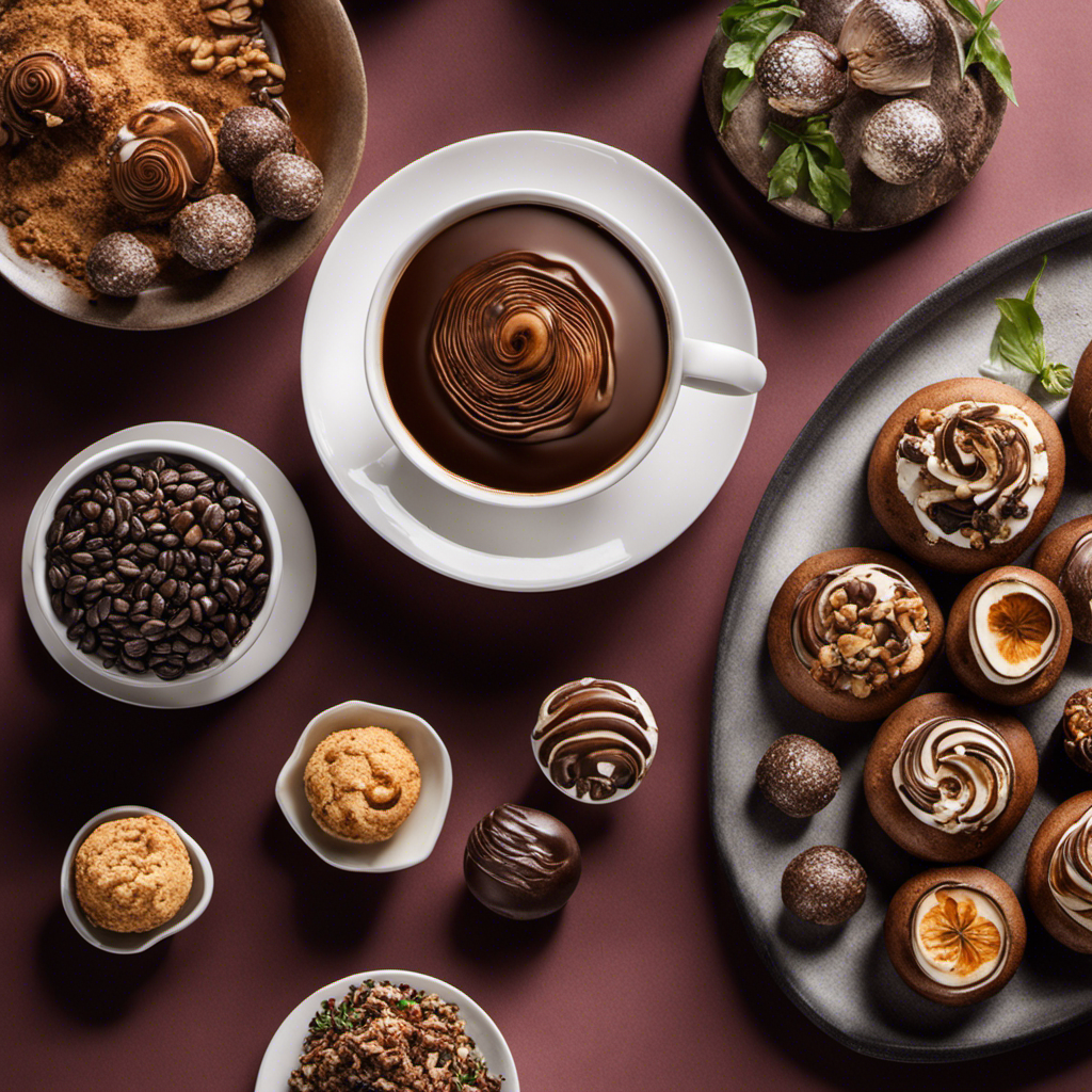 An image showcasing a vibrant array of unique culinary creations, featuring Ryze Mushroom Coffee