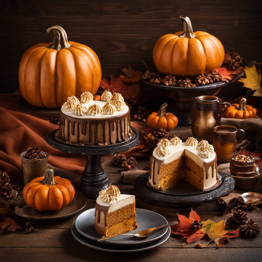 the essence of autumn with an image showcasing a rustic wooden table adorned with ten exquisite espresso pumpkin creations