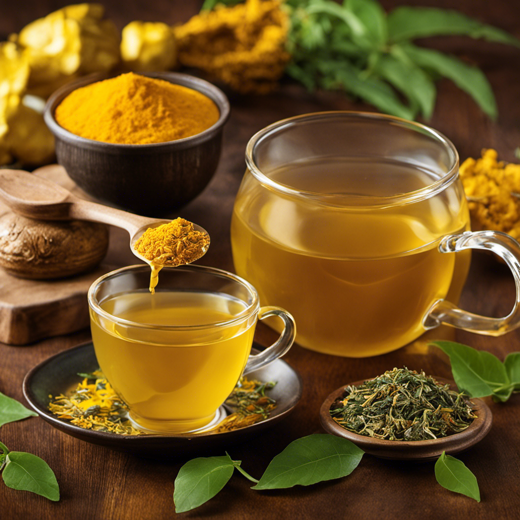 An image showcasing a steaming cup of Tulsi Ginger Turmeric Tea by Organic India