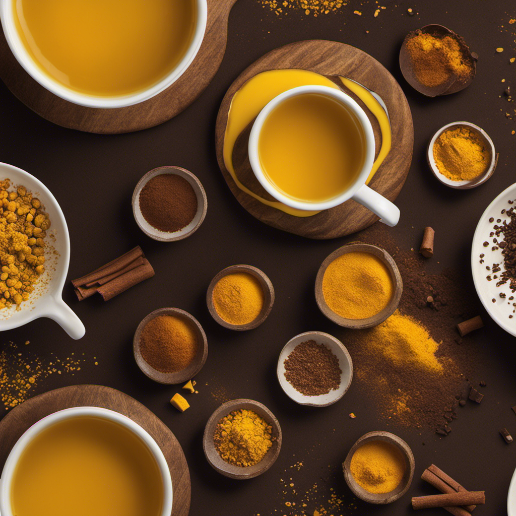 An image showcasing a steaming cup of Turmeric and Cocoa Powder Ginger Tea