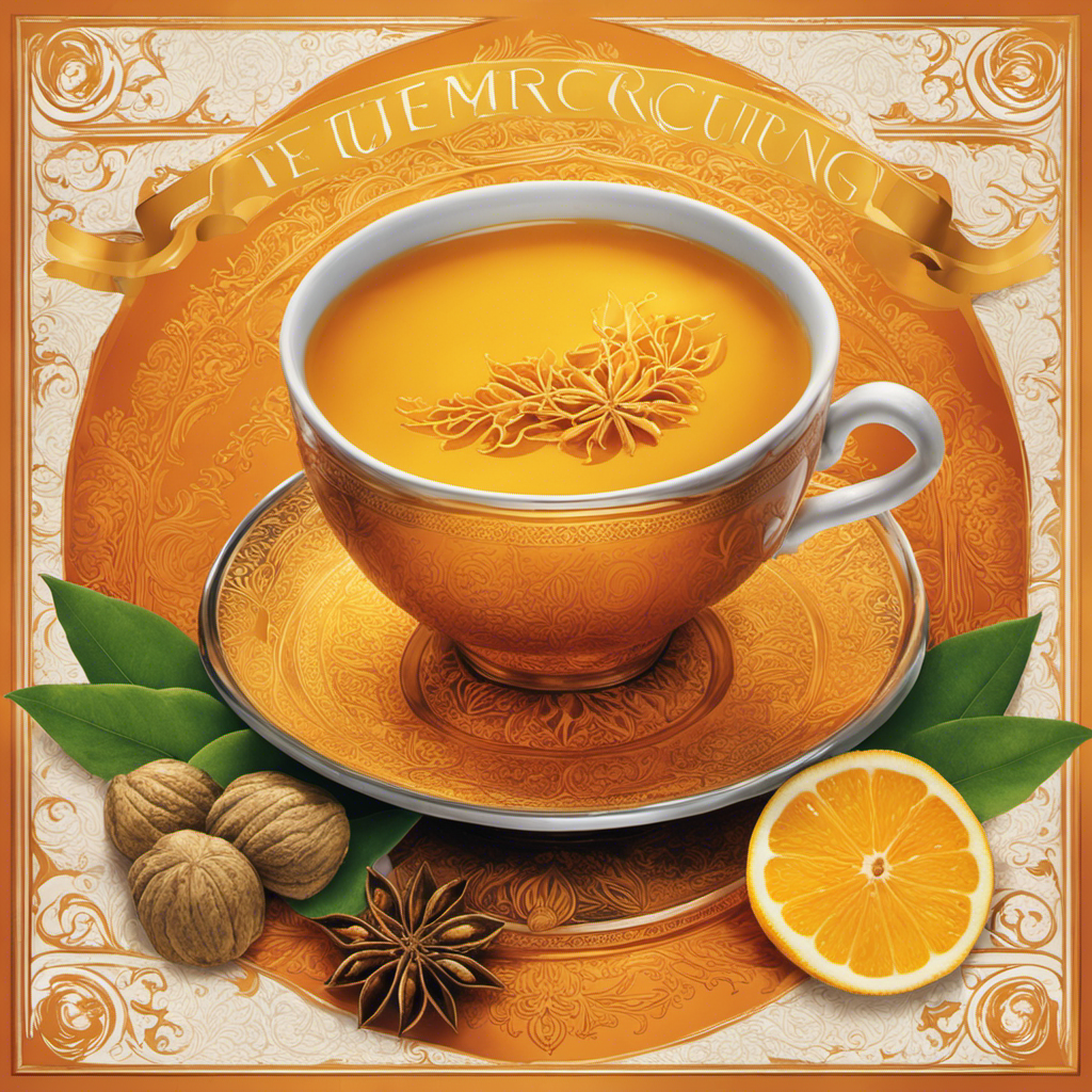 An image showcasing a steaming cup of vibrant, golden Turmeric and Curcumin Tea, radiating warmth and spiciness