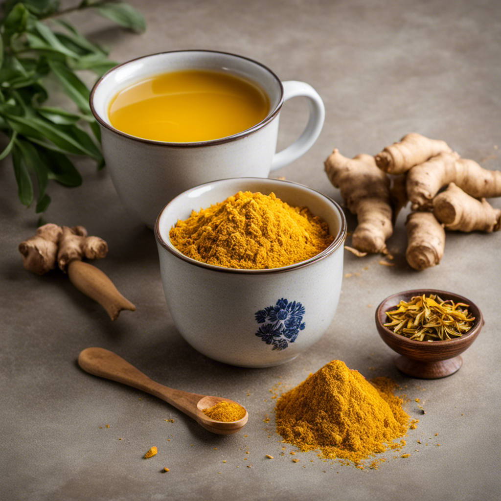 An image that showcases the step-by-step process of brewing turmeric and ginger tea