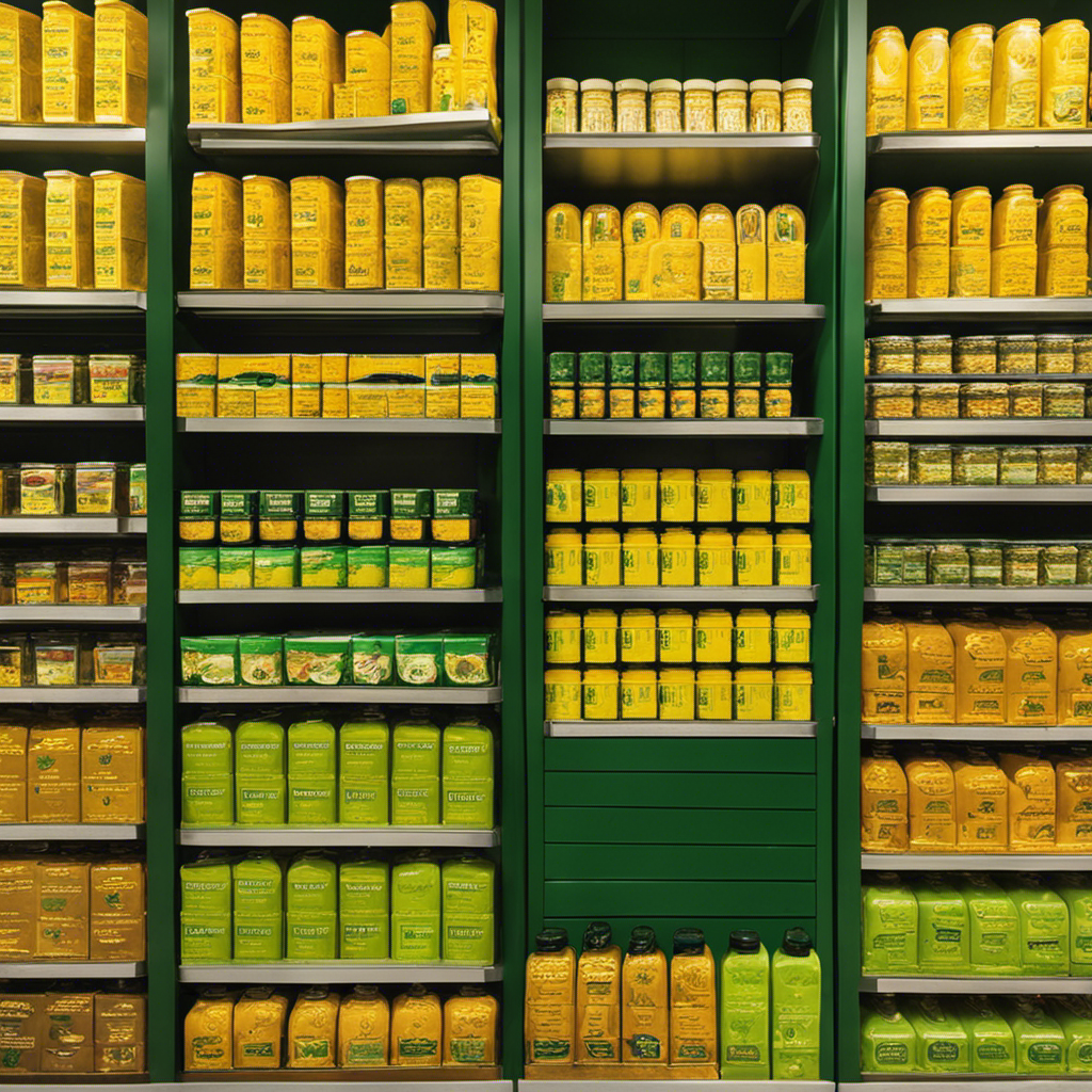 An image showcasing a vibrant display of Walmart's Turmeric and Green Tea section