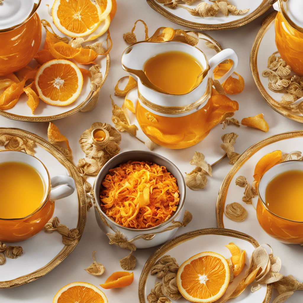 An image capturing a vibrant cup of turmeric and orange peel tea