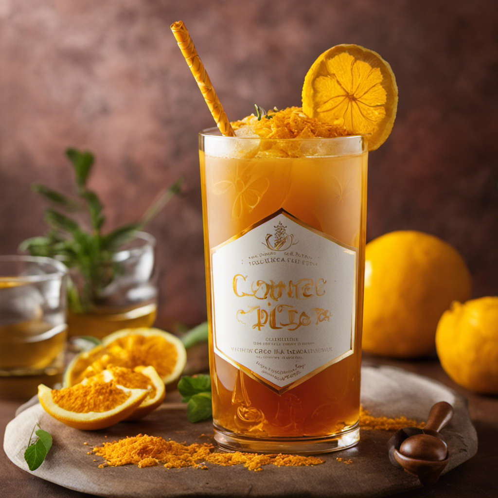 An image showcasing a vibrant glass filled with a refreshing turmeric cold tea