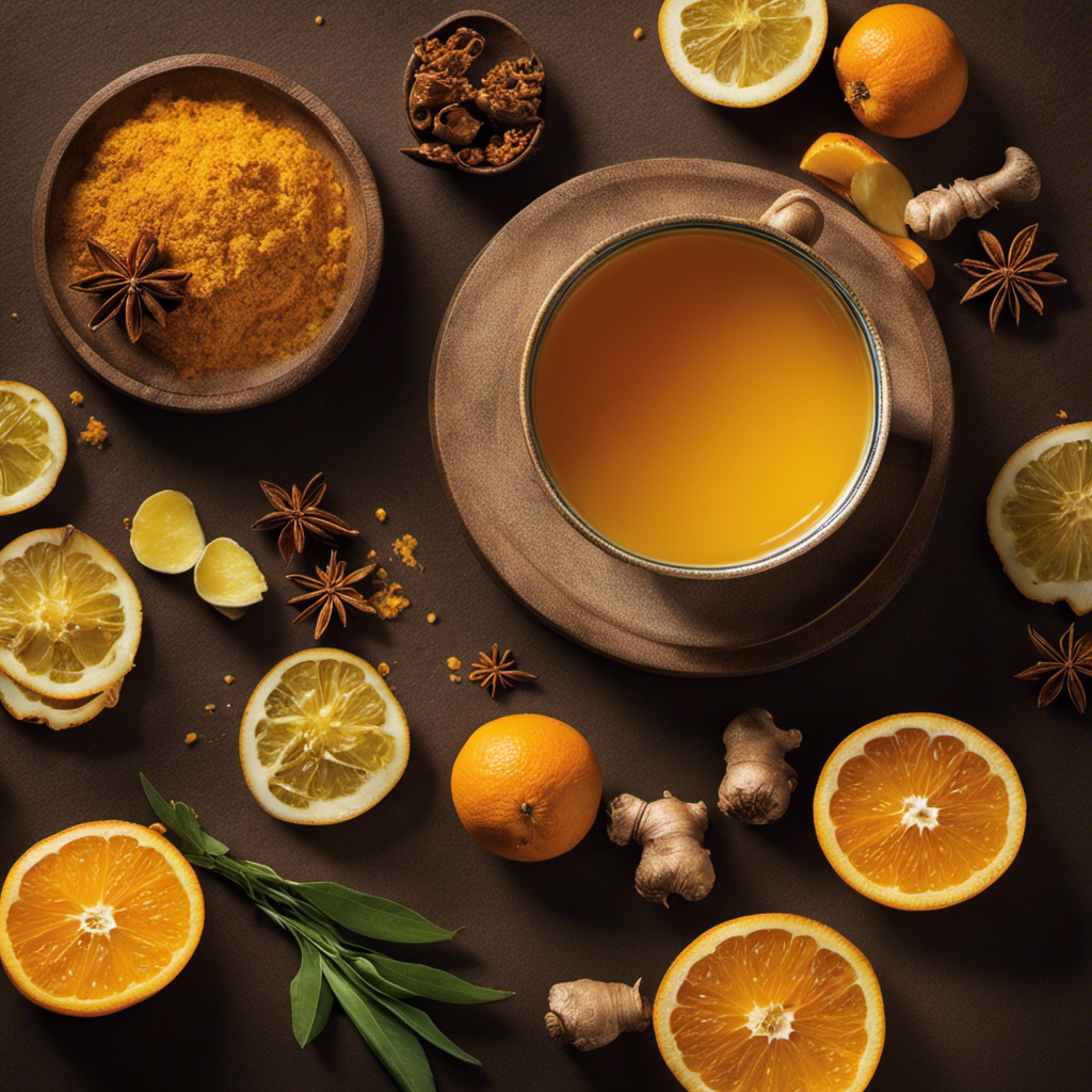 An image showcasing a vibrant cup of Turmeric Ginger Orange Tea
