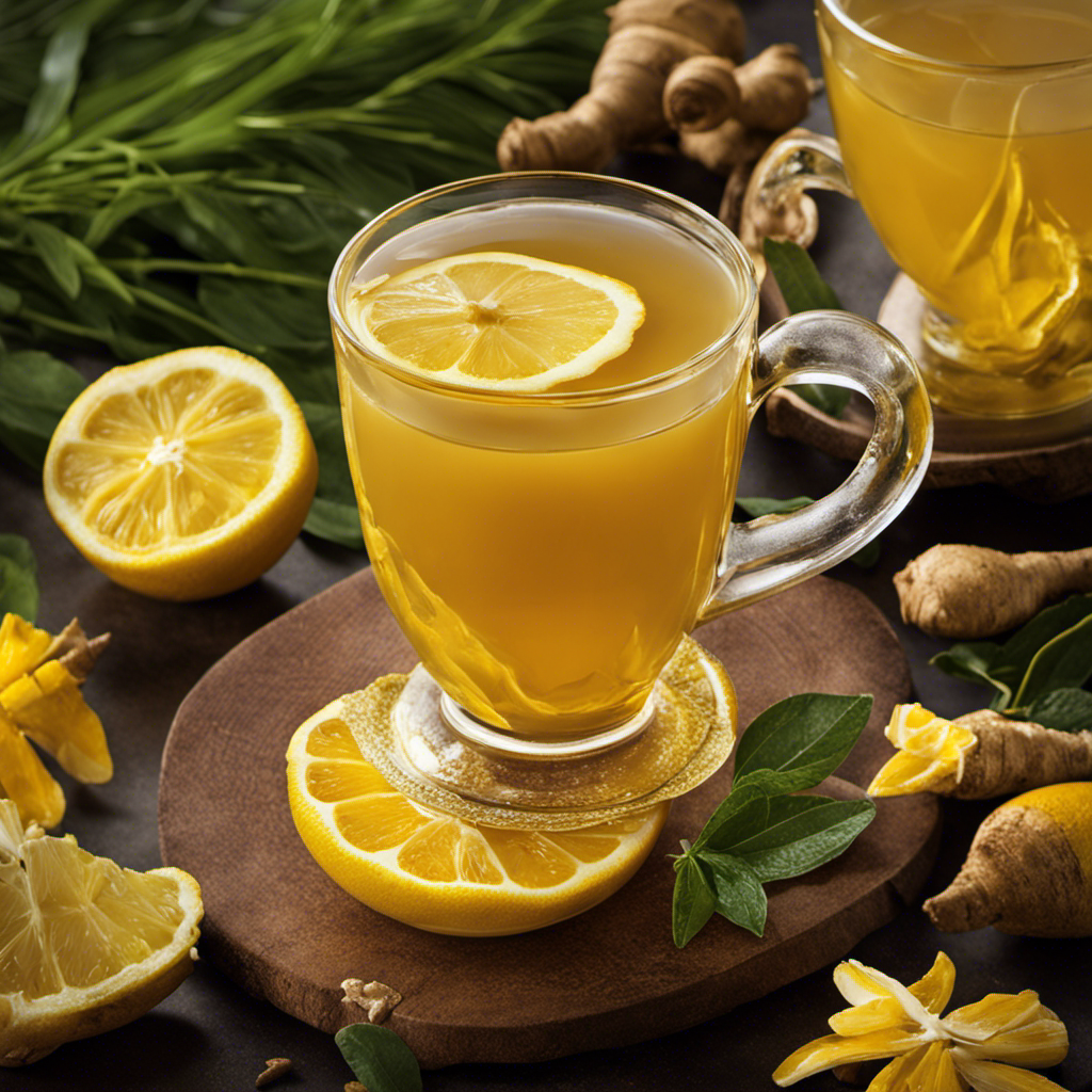 An image showcasing a steaming mug of Turmeric Ginger Tea, radiating warmth and comfort