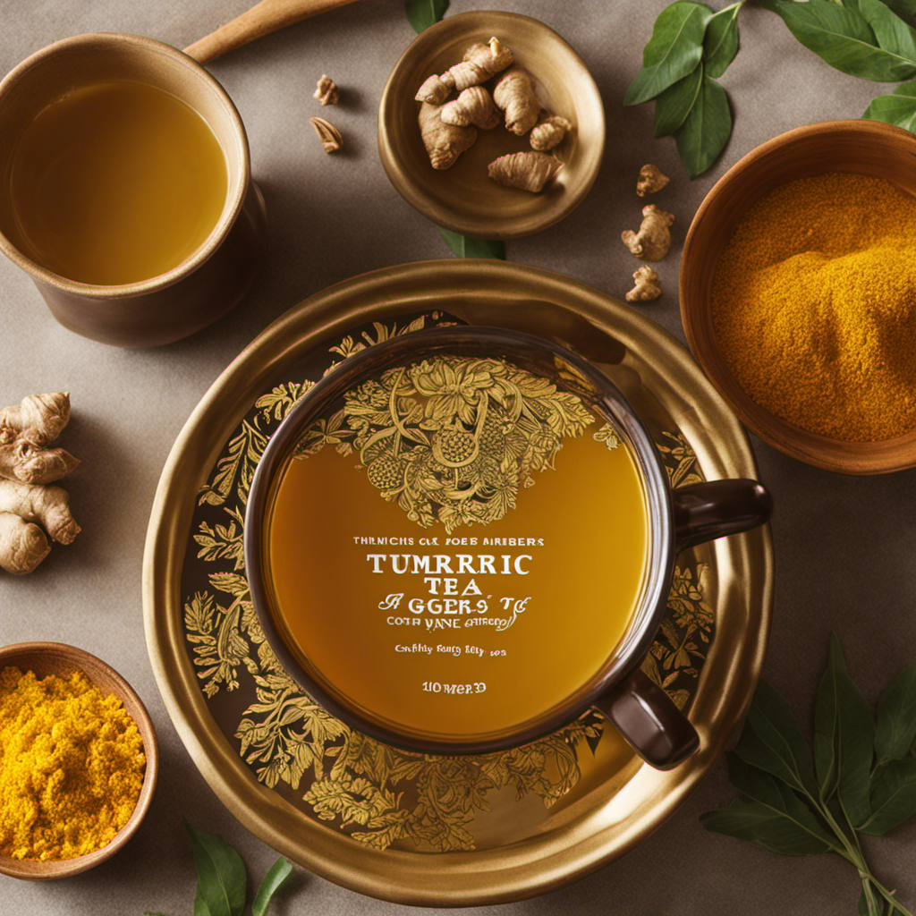 An image showcasing a warm, inviting cup of Turmeric Ginger Tea from Trader Joe's