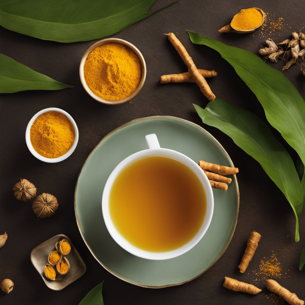 An image showcasing a vibrant cup of Turmeric Lose Leaf Stomach Tea