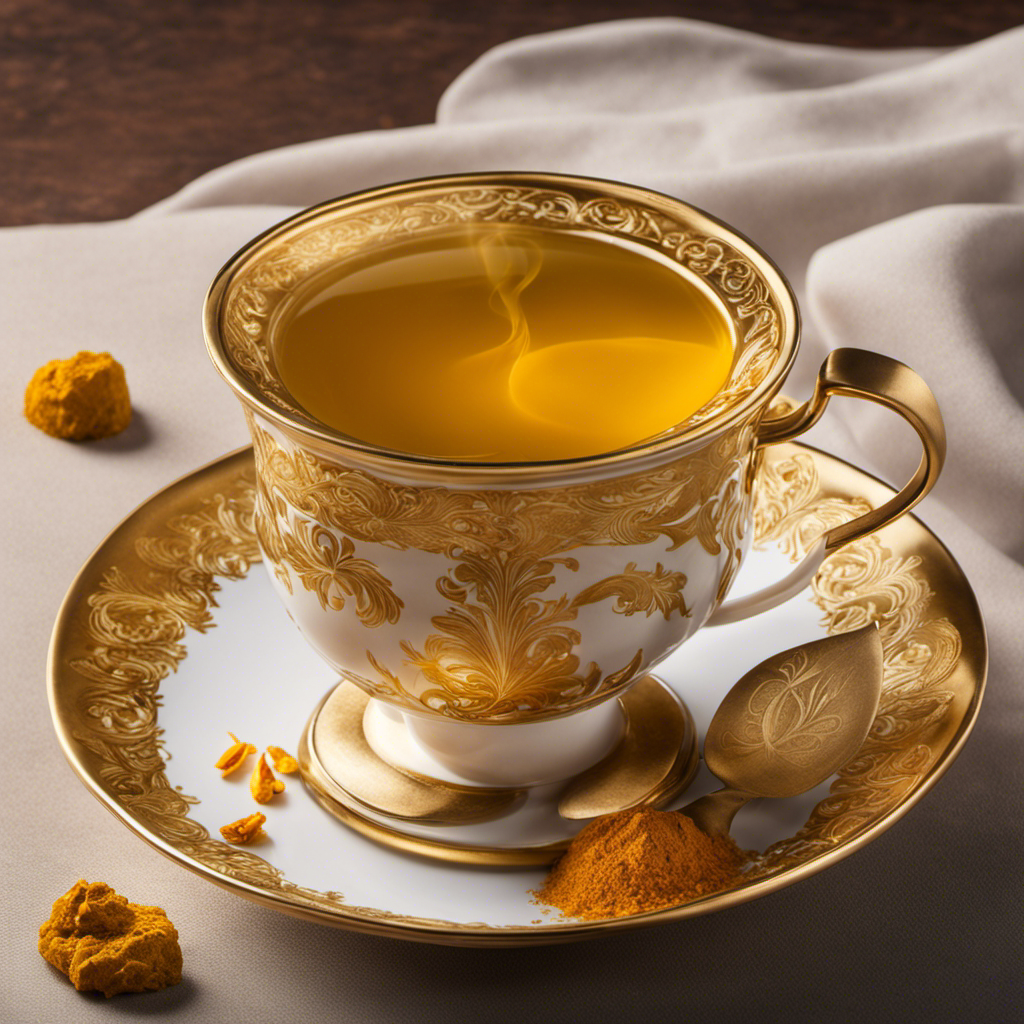 An image showcasing a steaming cup of tea, enveloped in a warm golden hue