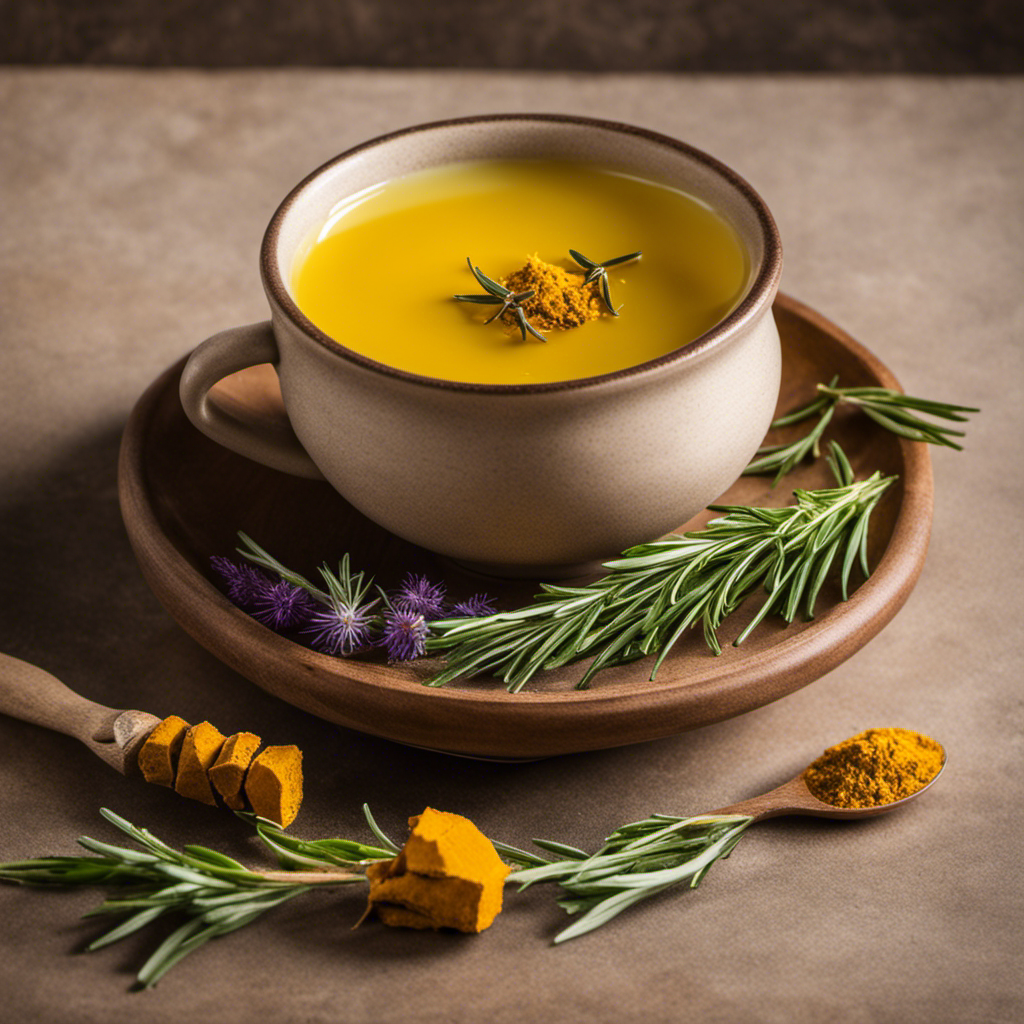 An image showcasing the vibrant yellow hue of Turmeric Rosemary 'Green Tea' 'Milk Thistle