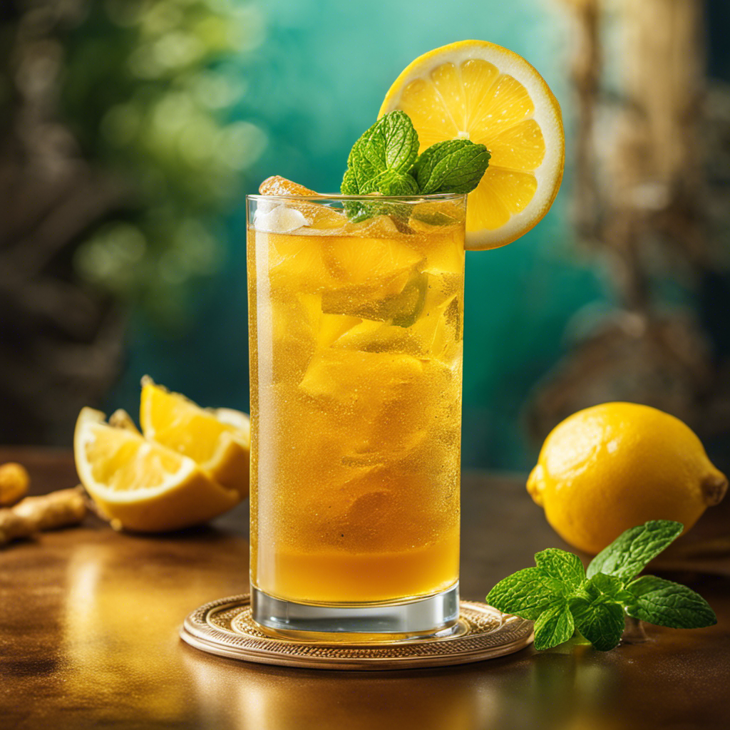An image showcasing a refreshing glass of Turmeric Spanish Tea Cold
