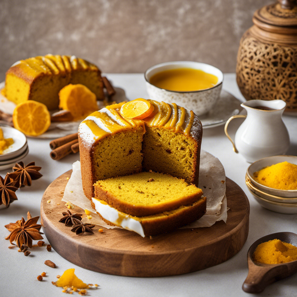 the essence of a warm, golden Turmeric Tea Cake fresh out of the oven