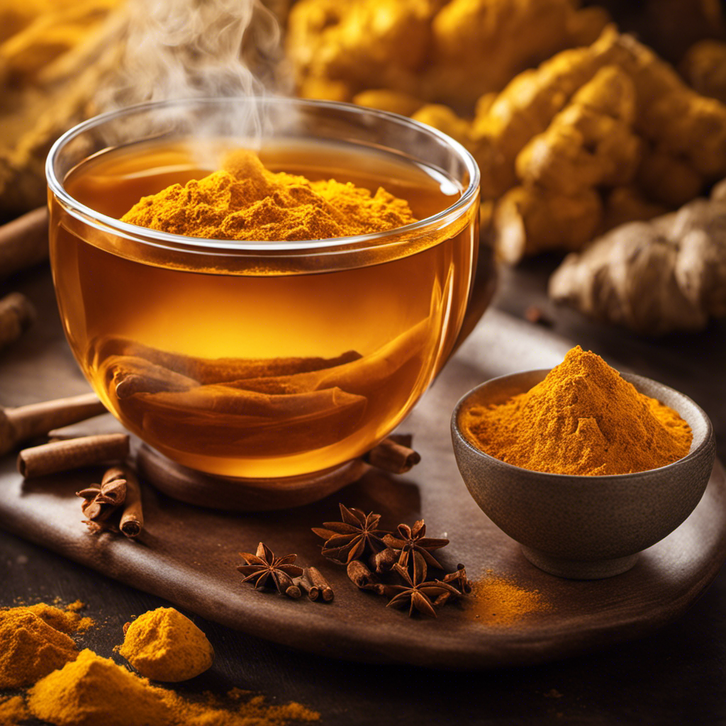 An image that showcases a vibrant cup of Turmeric Tea, exuding warmth and wellness