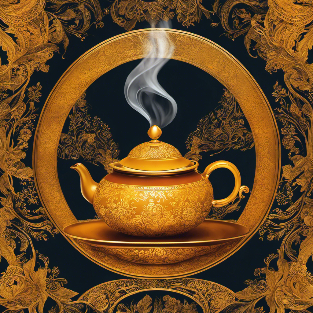 An image showcasing a vibrant cup of turmeric tea, steam gently rising from the golden liquid
