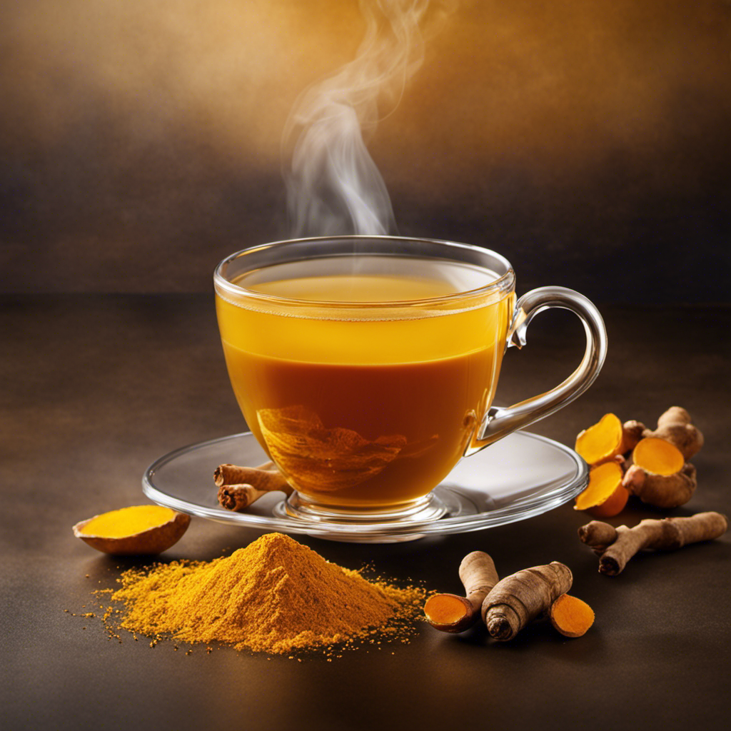 An image showcasing a vibrant mug of Turmeric Tea, radiating warm hues of golden yellow