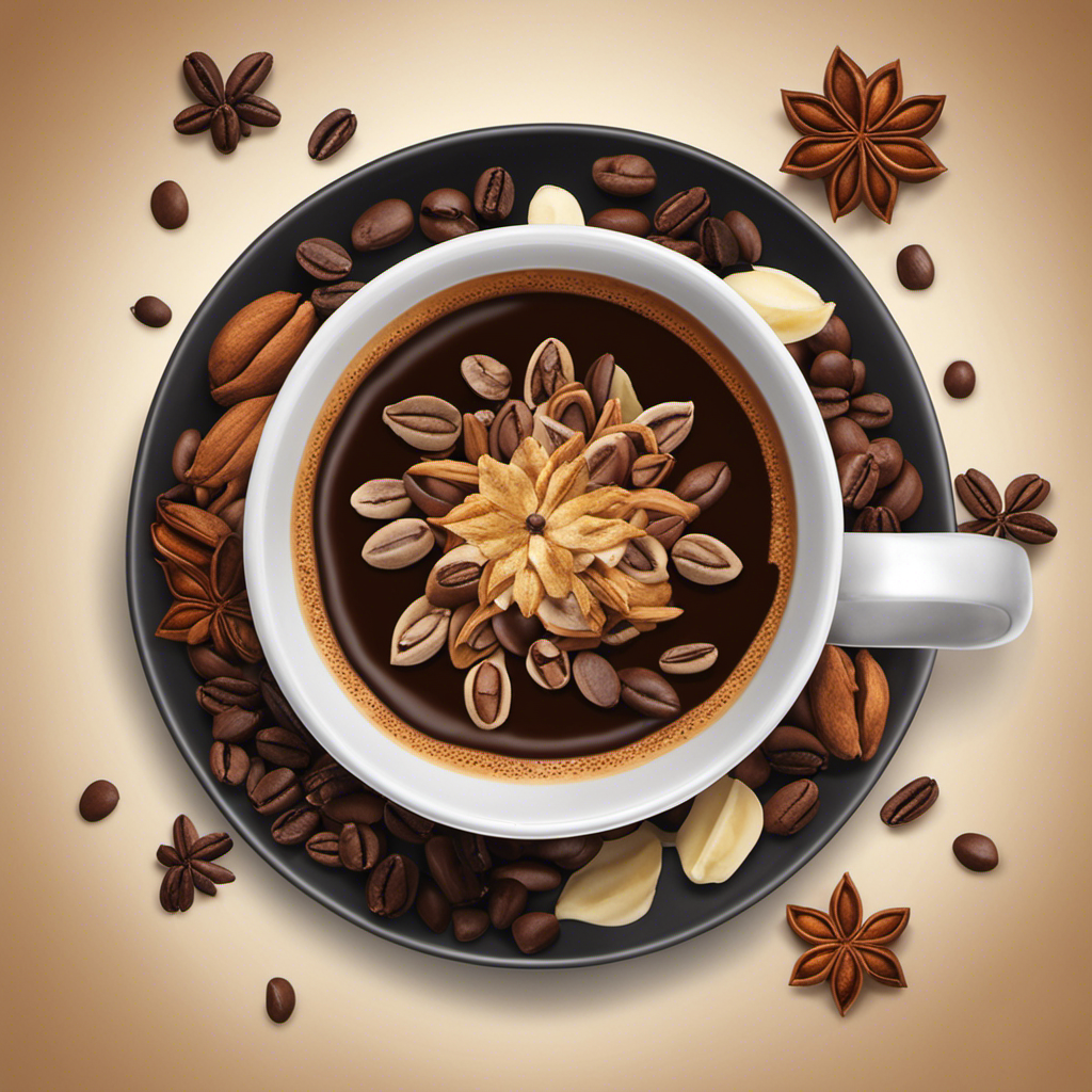 An image showcasing a vibrant coffee cup filled with a rich, dark brew